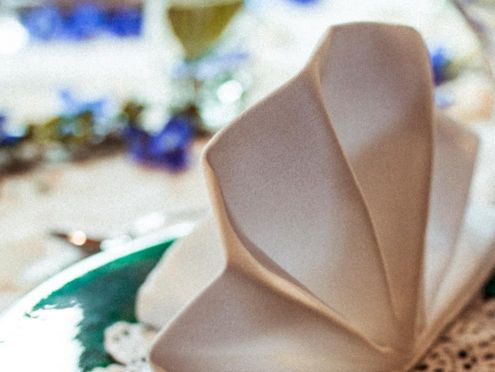 Fanned out napkin on a plate